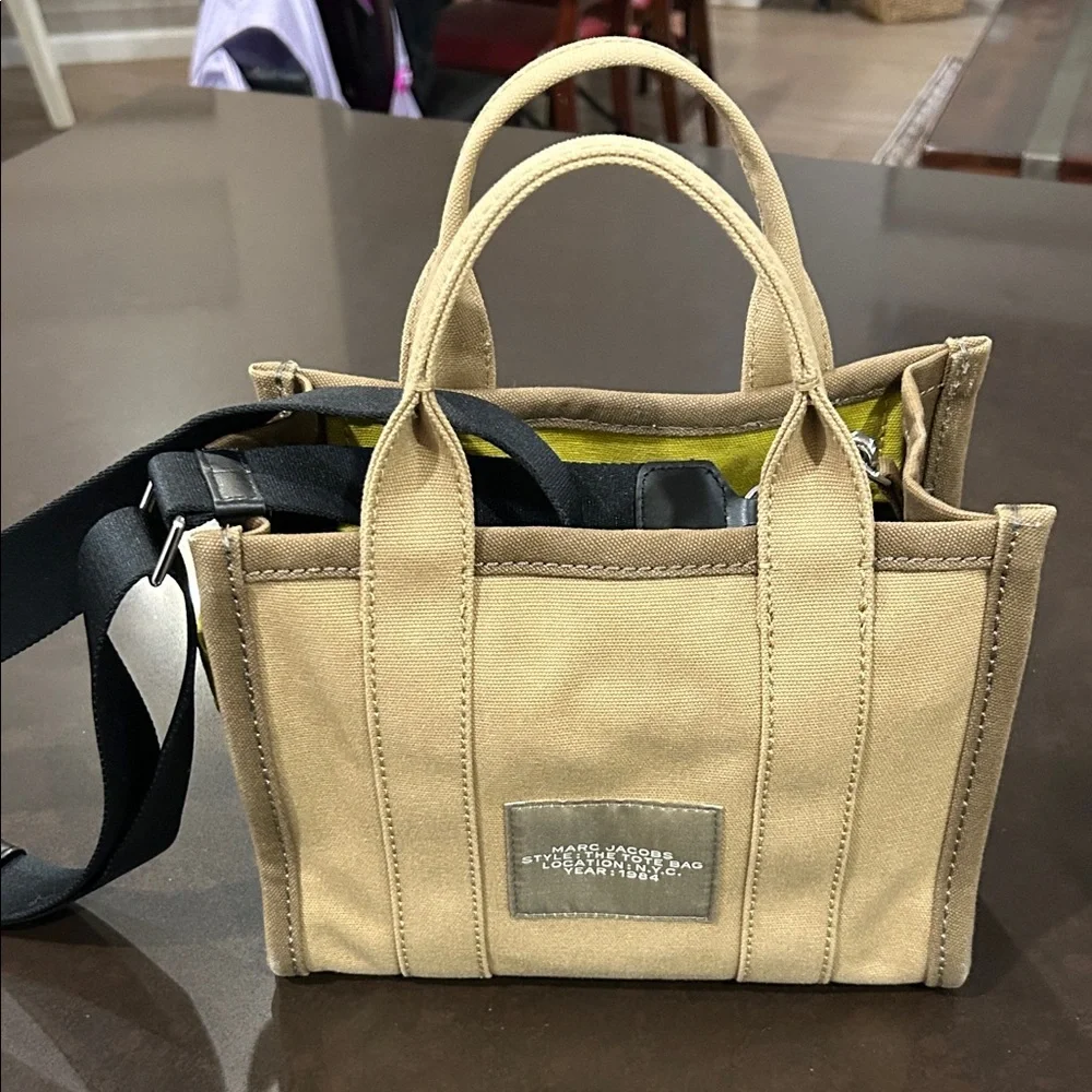 Marc Jacobs Canvas Tote in Tan with White Logo
